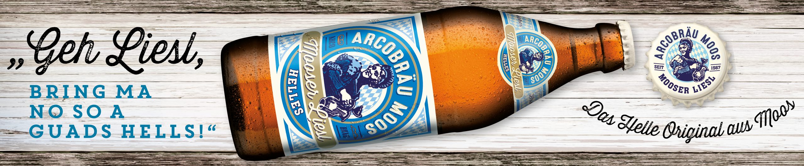 Werbebande für die Brauerei Arcobräu Moos